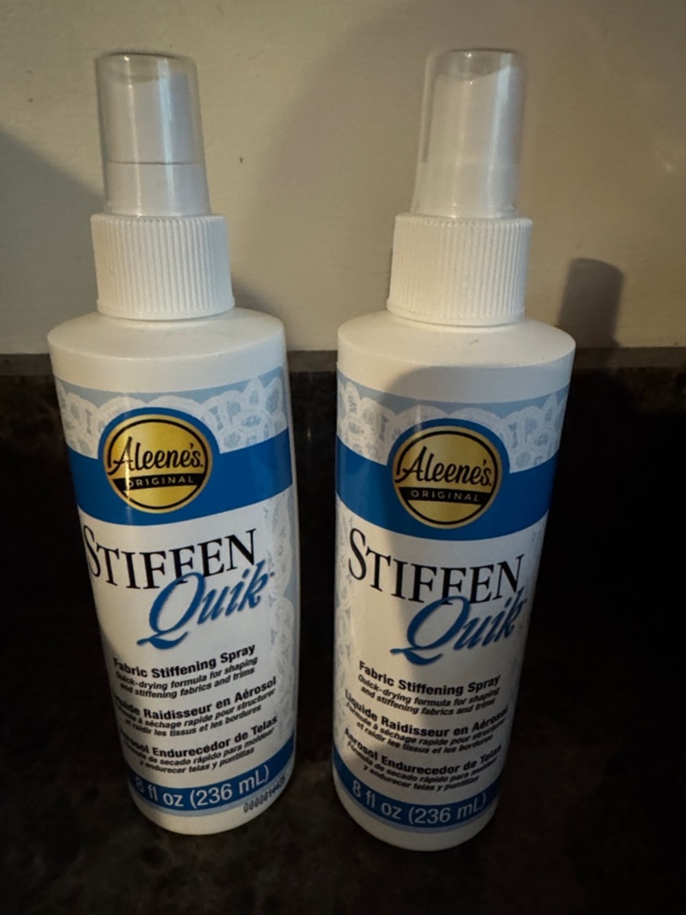 Aleene's Stiffen Quik Fabric Stiffening Spray - White/Blue Bottle - 2 bottles